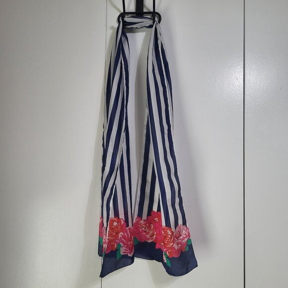 VTG Sarah Coventry Floral Striped Scarf - Picture 4 of 5